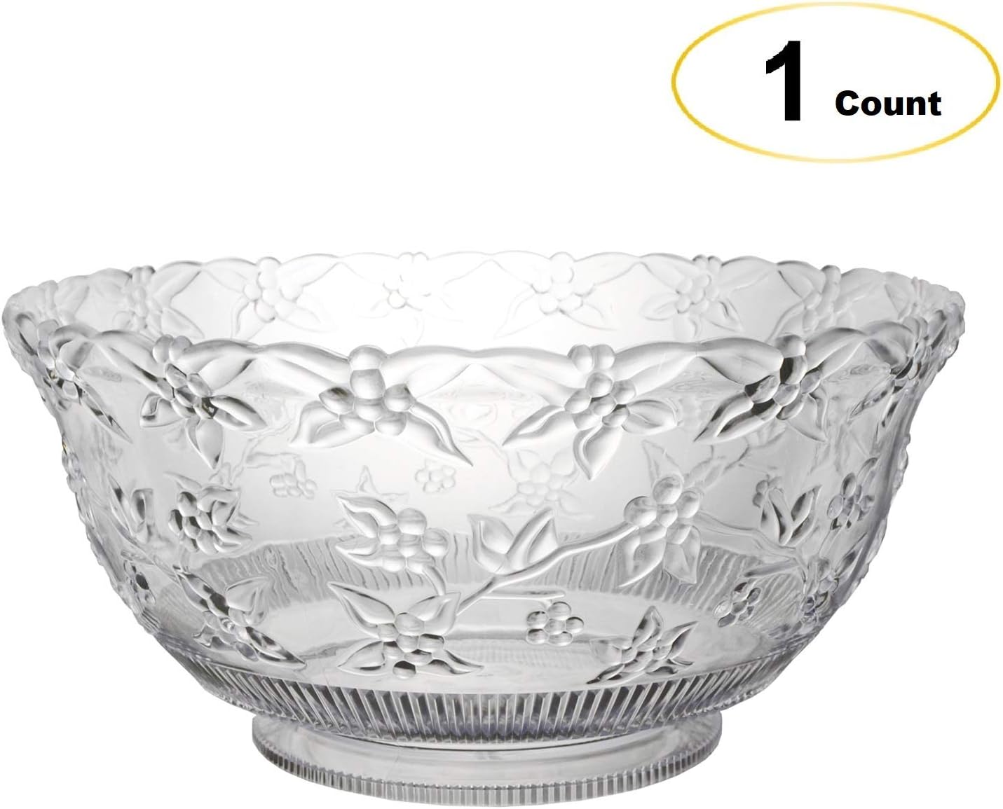 Party Essentials Hard Plastic 12-Quart Embossed Clear Punch Bowl