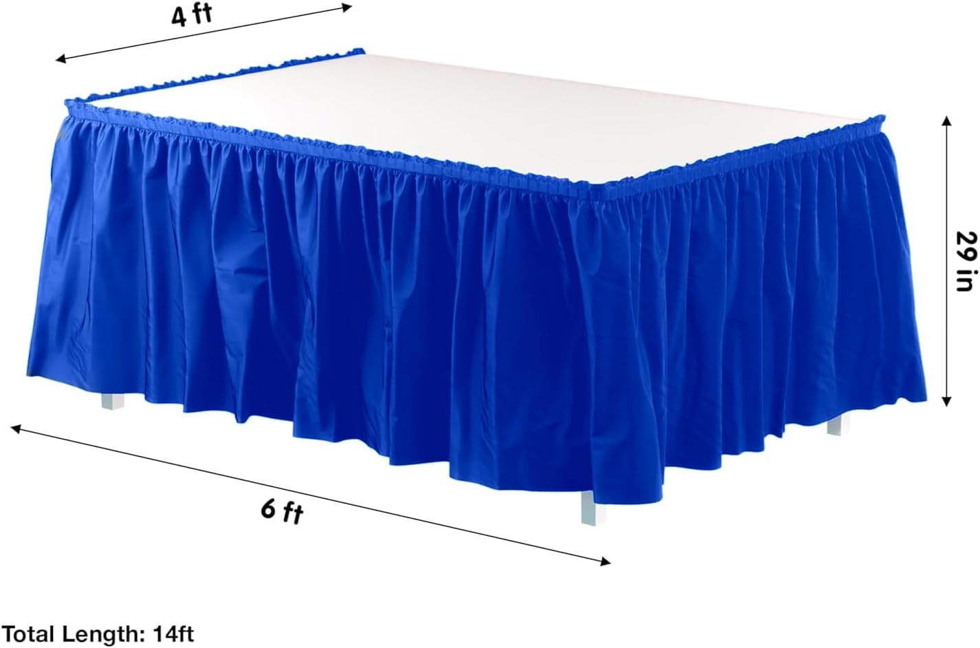 Party Favors Plus Royal Blue Plastic Rectangular Tablecloth With Matching Table Skirt 54x108 Inches 29 Inch Drop 2 Count