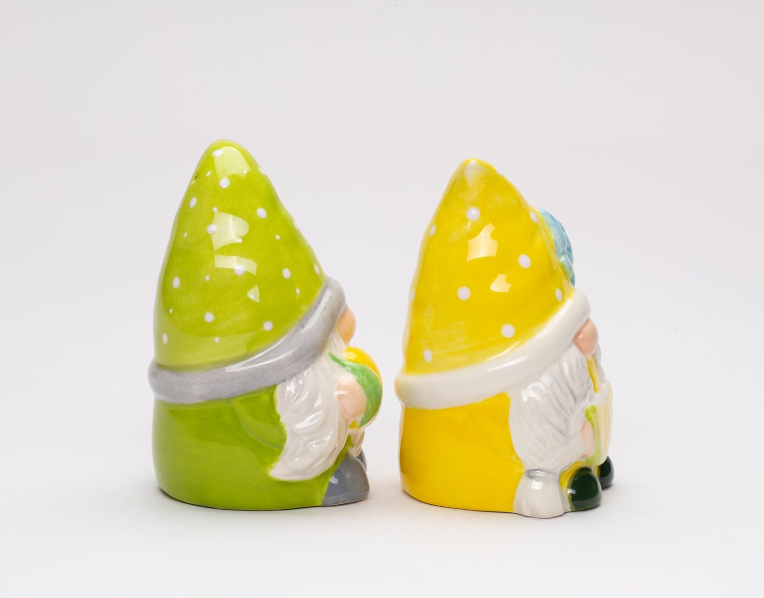 Cosmos Gifts Fine Ceramic Summer Lemon Lime Cool Gnome Couple Salt and Pepper Shakers Set 3-5/8" H Yellow Green