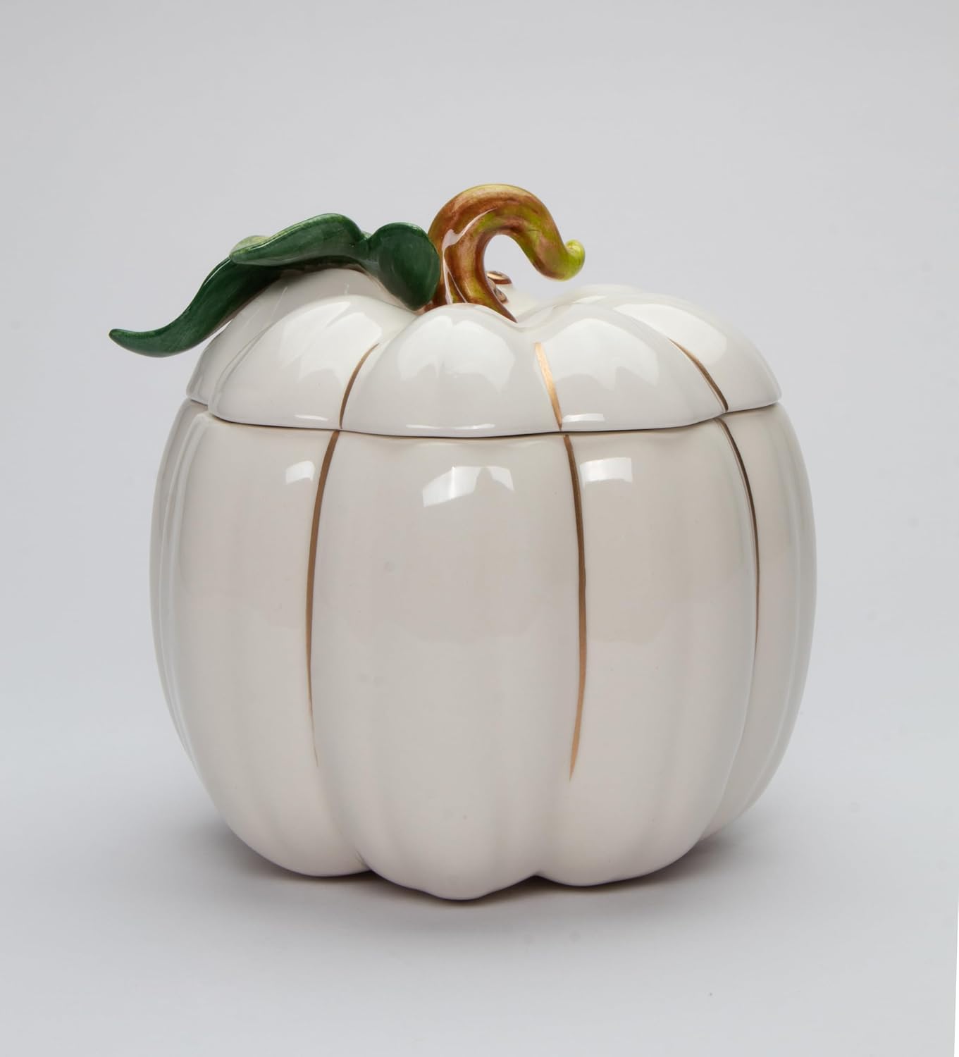 Cosmos Gifts Fine Ceramic Thanksgiving Harvest White Pumpkin Cookie Candy Jar 6-5/8" L
