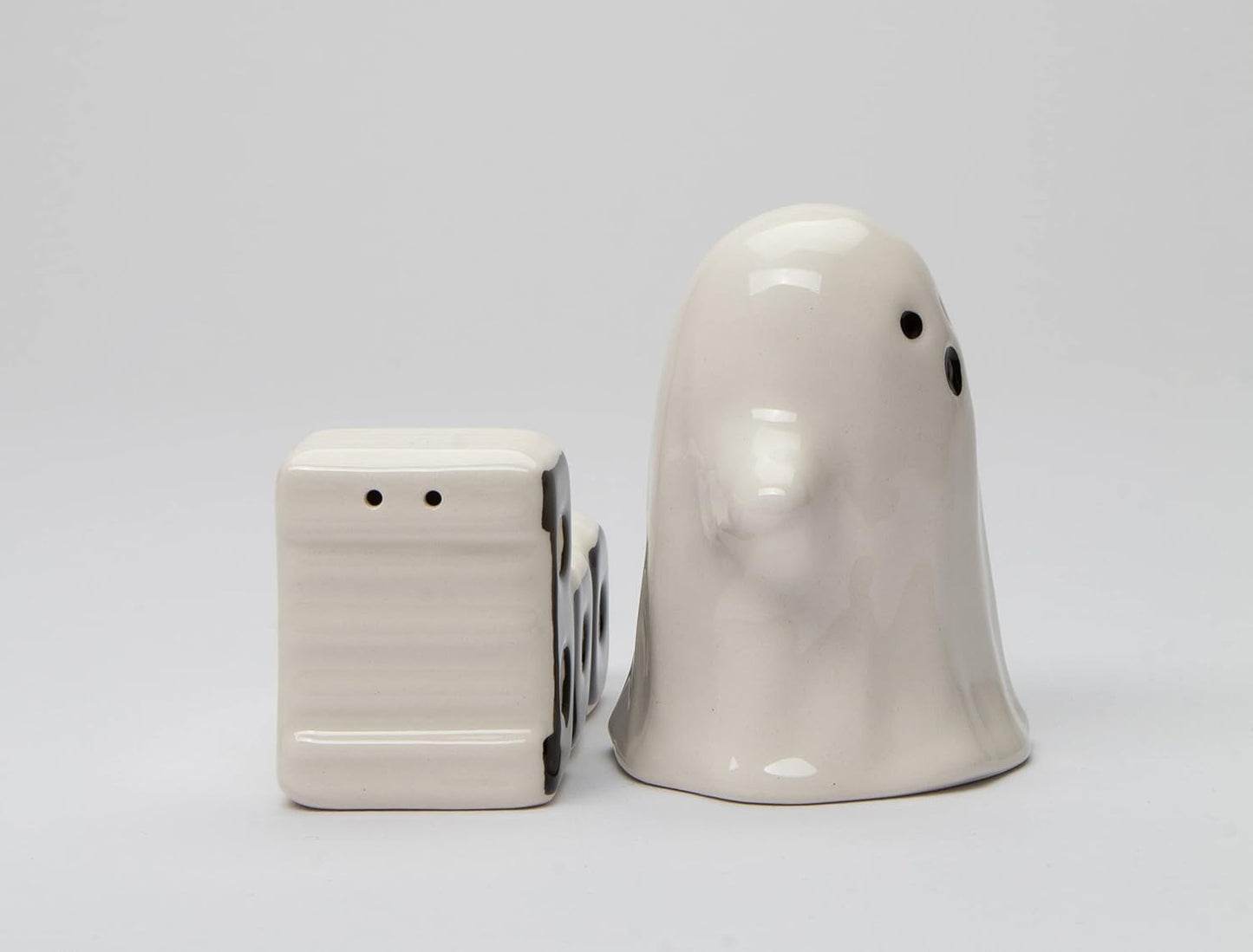 Cosmos Gifts Ceramic Ghost & Boo Halloween Salt and Pepper Shakers Set 3-3/8" H 21069