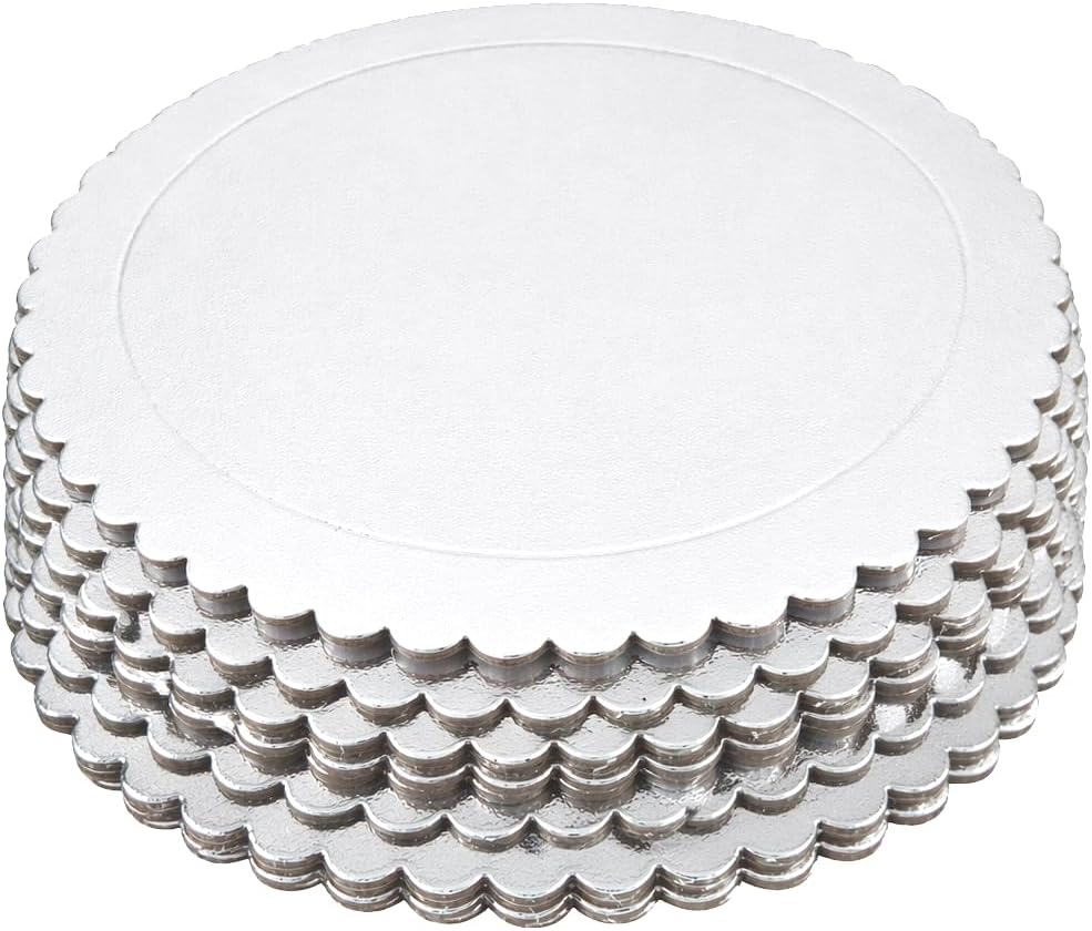 Party Favors Plus Round Cake Boards White Scalloped Cardboard 10 Inch 5 Pack