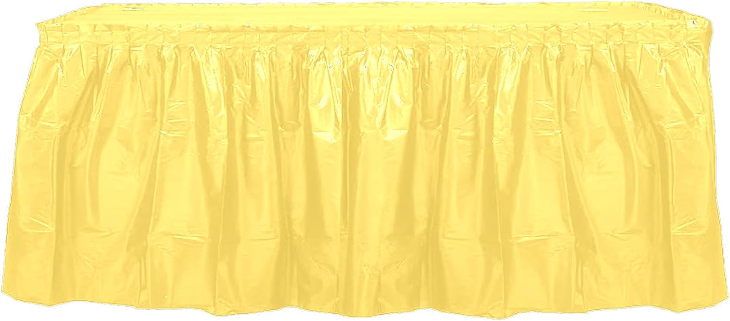 Party Favors Plus Yellow Plastic Tablecloth 54x108 Inch with Table Skirt 2 Piece Set