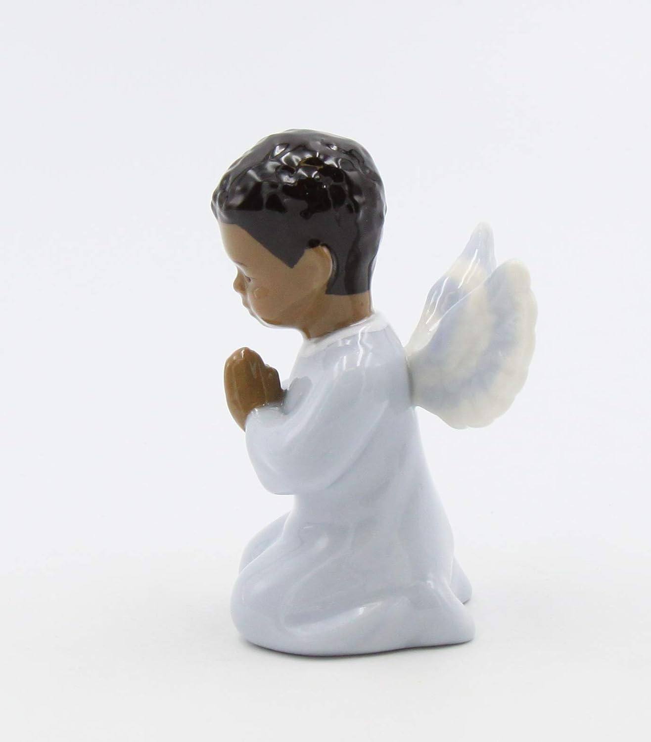 Cosmos Gifts Fine Porcelain Kneeling African American Angel Boy Figurine 3-1/2" H