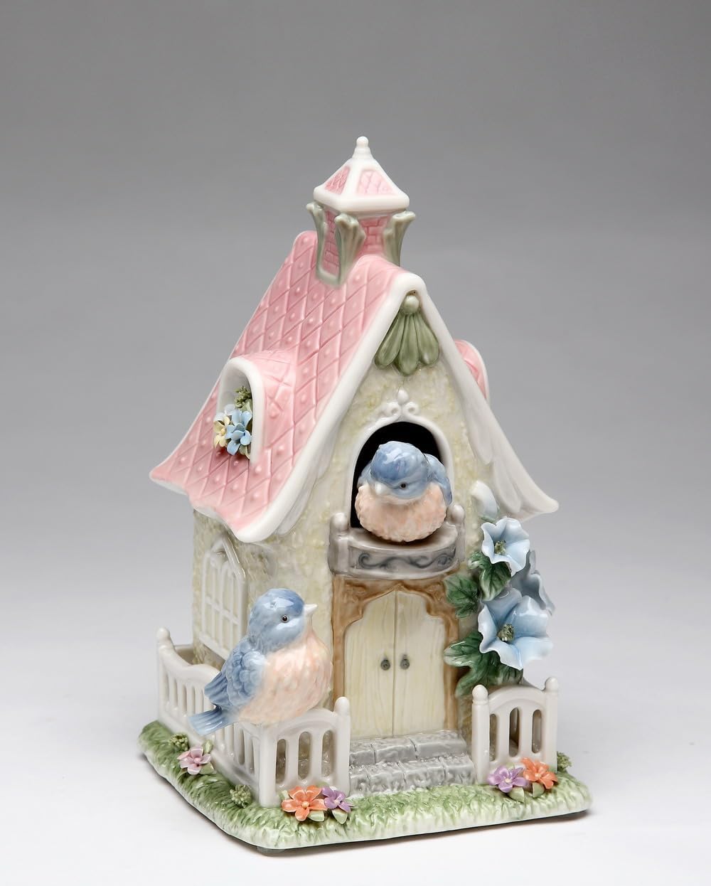 Cosmos Gifts Fine Porcelain Bluebird Birdhouse Music Box Figurine (Tune: Blue Danube Waltz), 7-1/4" H