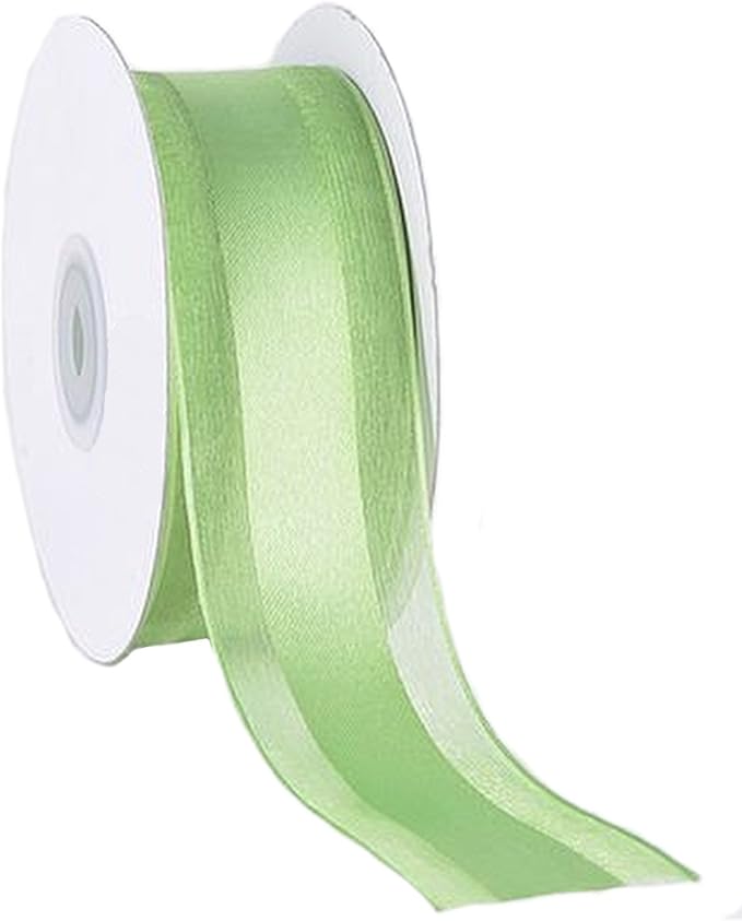 Party Favors Plus Light Lime Green Organza and Satin Ribbon 1.5in 25 Yards