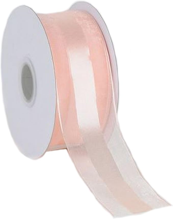 Party Favors Plus Peach Organza and Satin Ribbon 1.5in 25 Yards