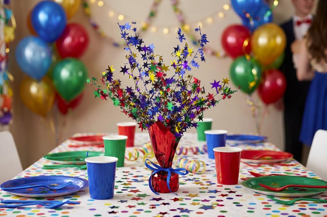Multicolor Stars Balloon Weight Centerpiece 38 cm, 2 Pack