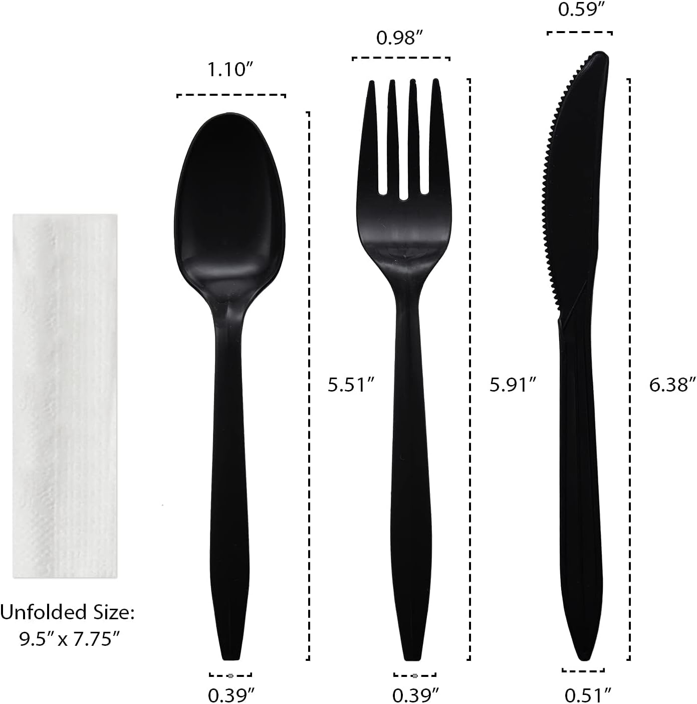 Party Favors Plus Black Plastic Cutlery Set 25 Count