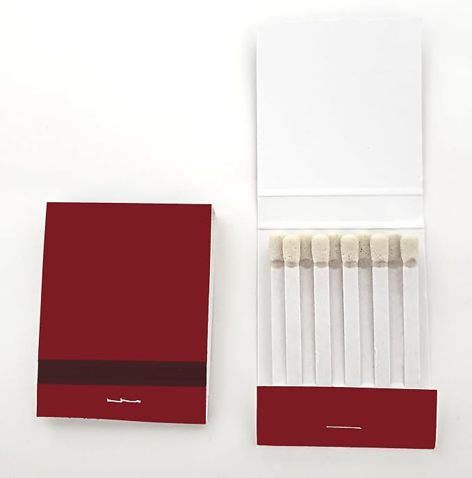 Party Favors Plus Plain Burgundy Matches 20 Strike Matchbooks 50-Pack