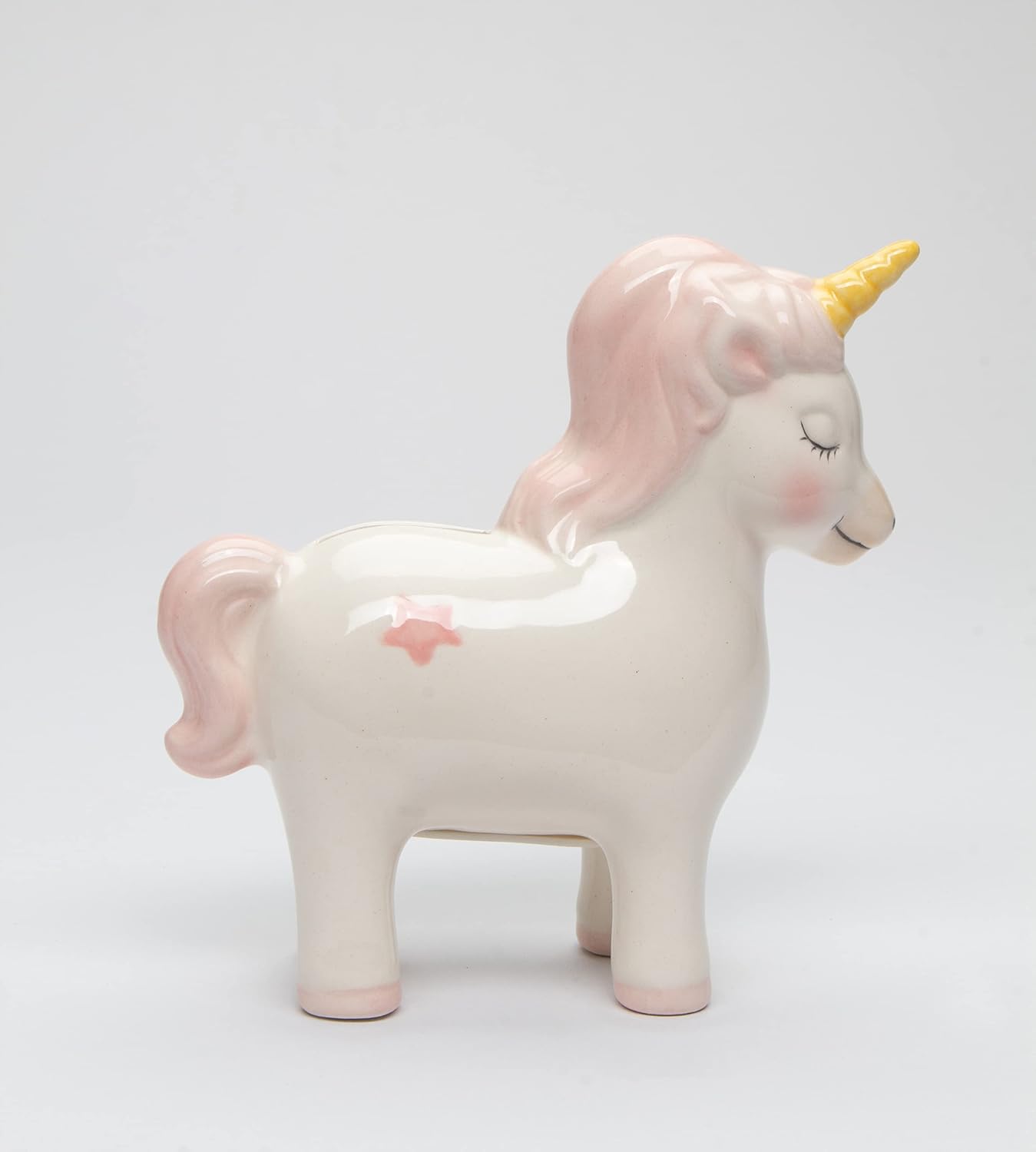 Cosmos Gifts Fine Ceramic Pink Fairy Unicorn Piggy Bank 5-1/4" H