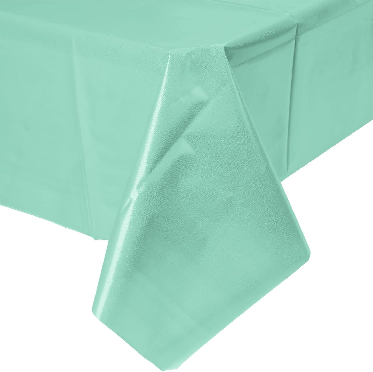 Party Favors Plus Mint Green Plastic Rectangular Tablecloth with Table Skirt 54x108 Inch 2 Piece Set