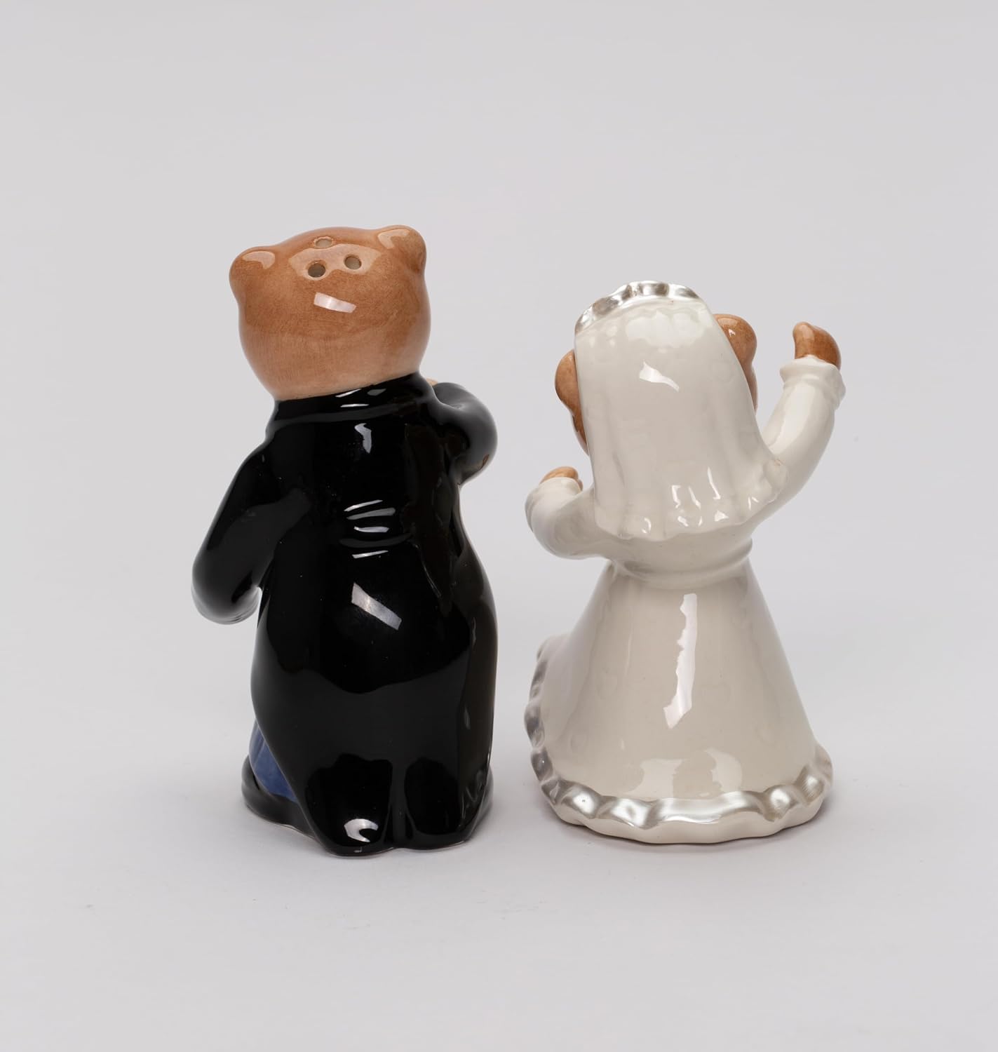 Cosmos Gifts Fine Ceramic Hand Painted First Dance Bride and Groom Teddy Bear Salt and Pepper Shakers Set 3-3/8" H