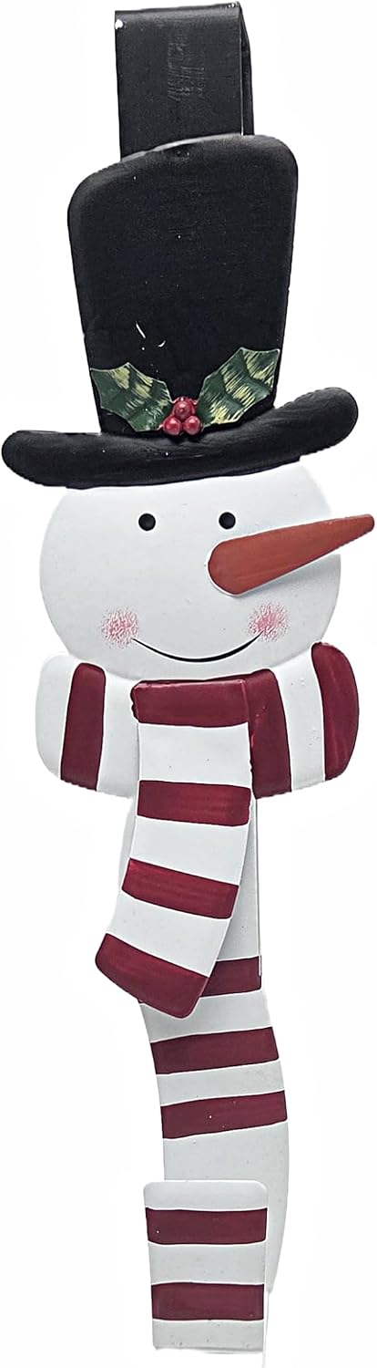 Christmas Wreath Hangers Santa and Snowman Metal Set of 2