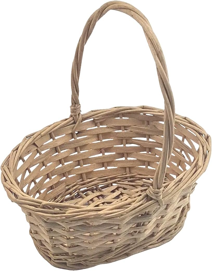 Natural Wicker Baskets with Handle, 3 Pieces