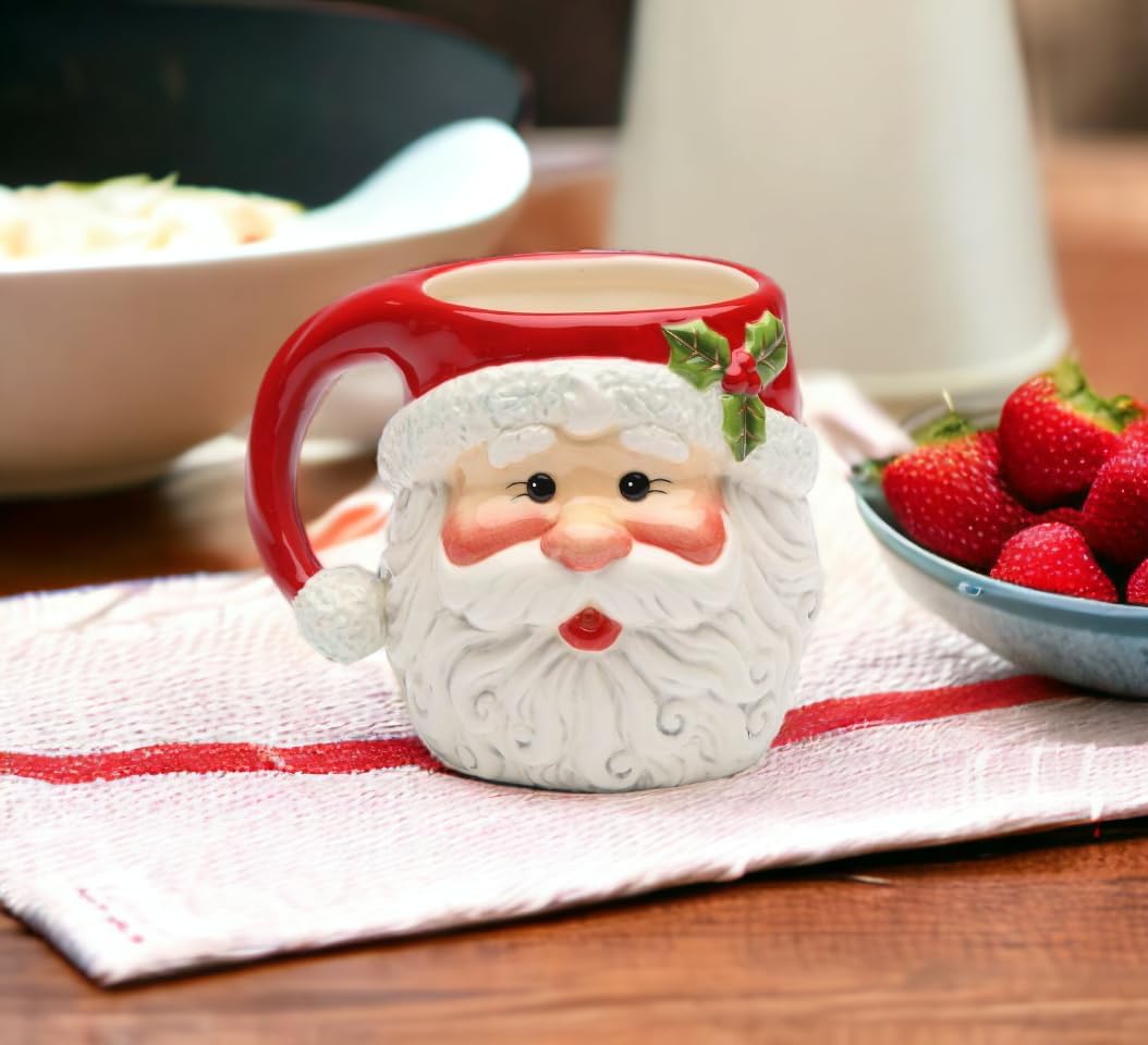 Cosmos Gifts Hand Painted Ceramic Christmas Santa Mug 10 oz 3-7/8" H