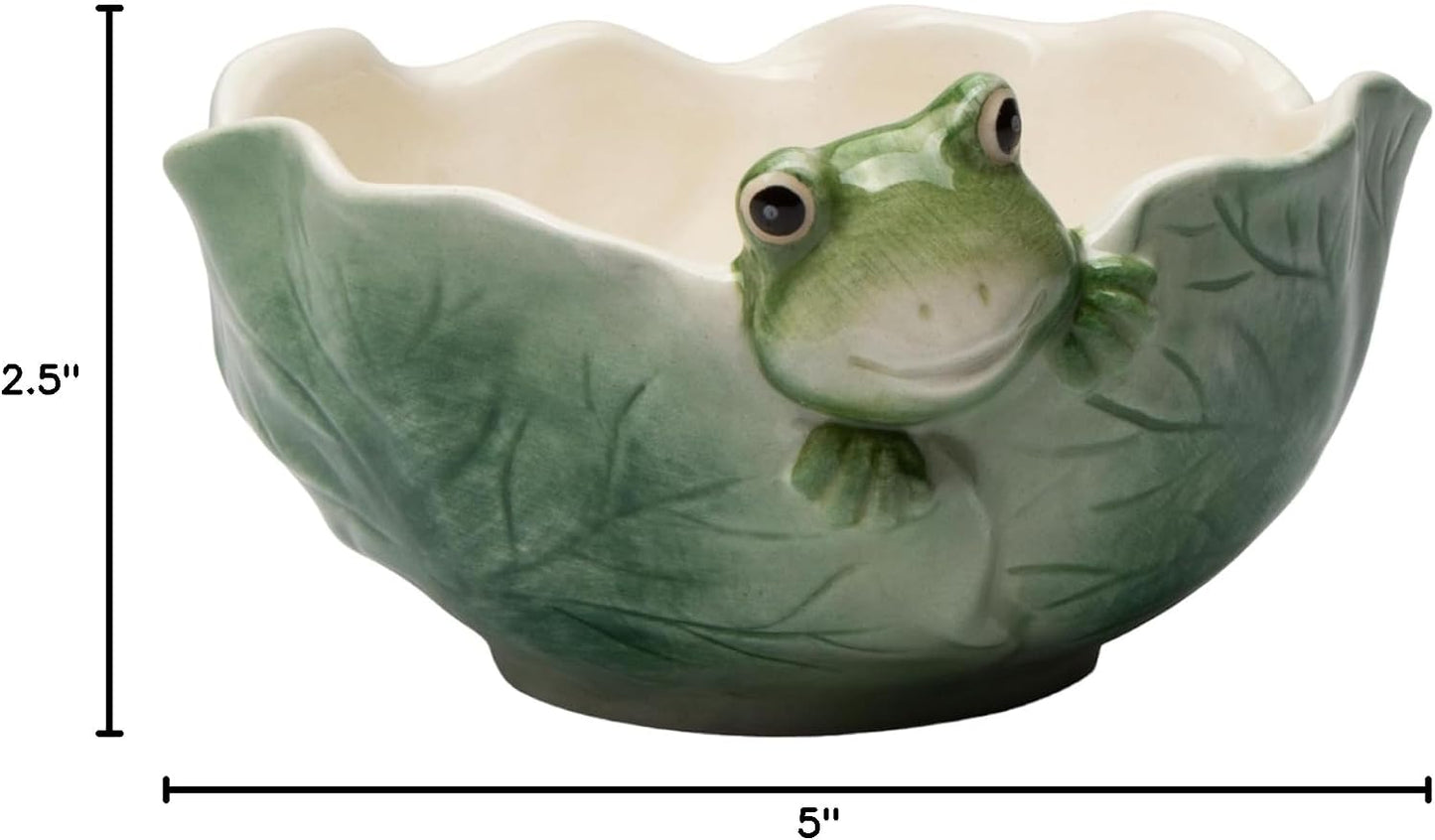 Cosmos Gifts Fine Ceramic Frog Decorative Candy Bowl 5-1/8" L
