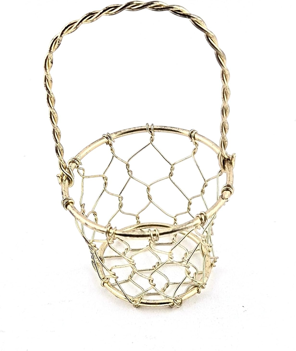 Party Favors Plus Gold Tone Miniature Wire Basket Hexagon Round Rectangular 3.25 Inch 3 Piece Set