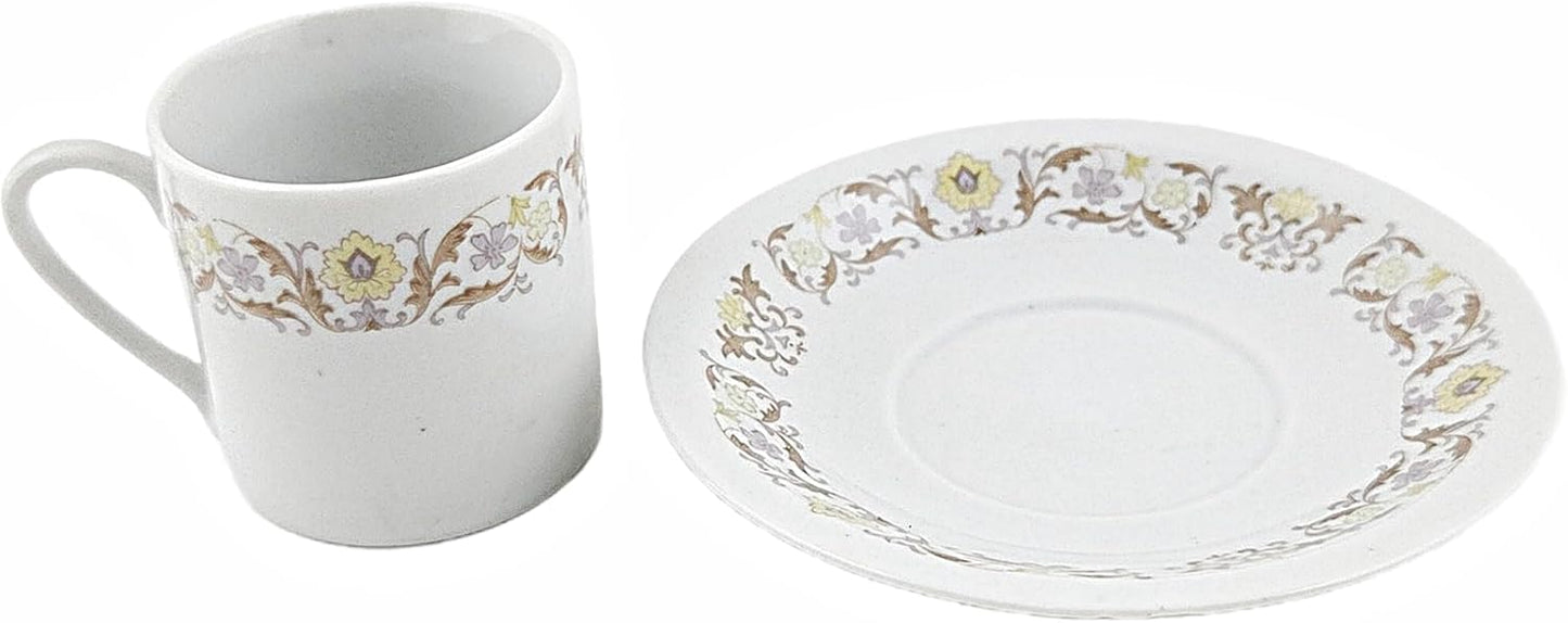 Party Favors Plus Fine Porcelain Coffee Cup and Saucer Set 12 Piece White Floral