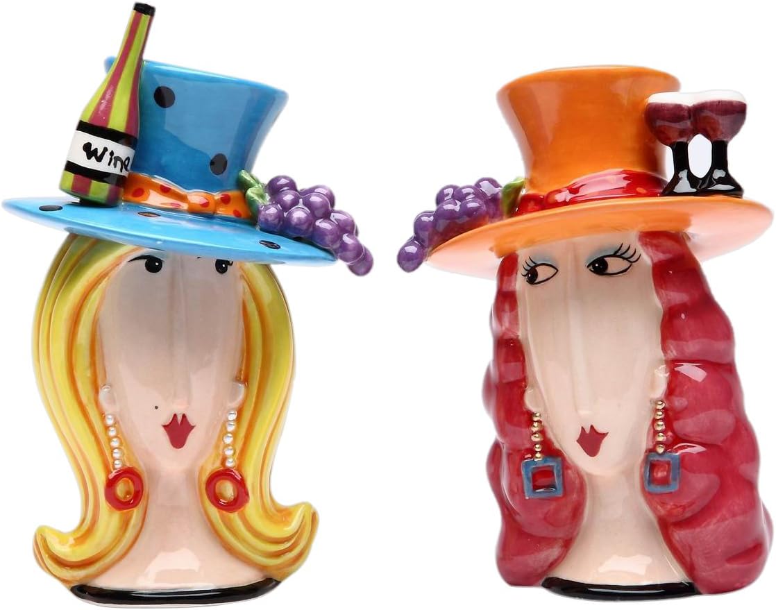 Cosmos Gifts Fine Ceramic Let's Have Some Wine Salt & Pepper Shakers Set 4-1/2" H