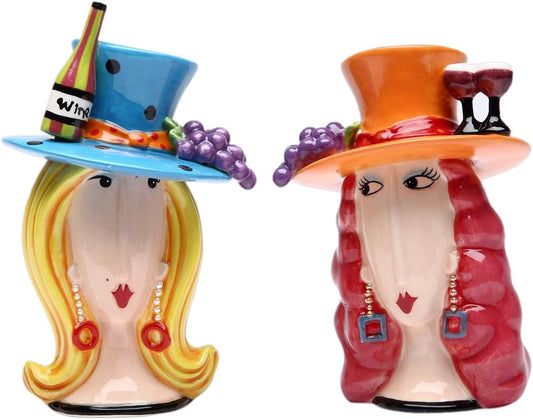 Cosmos Gifts Fine Ceramic Let's Have Some Wine Salt & Pepper Shakers Set 4-1/2" H