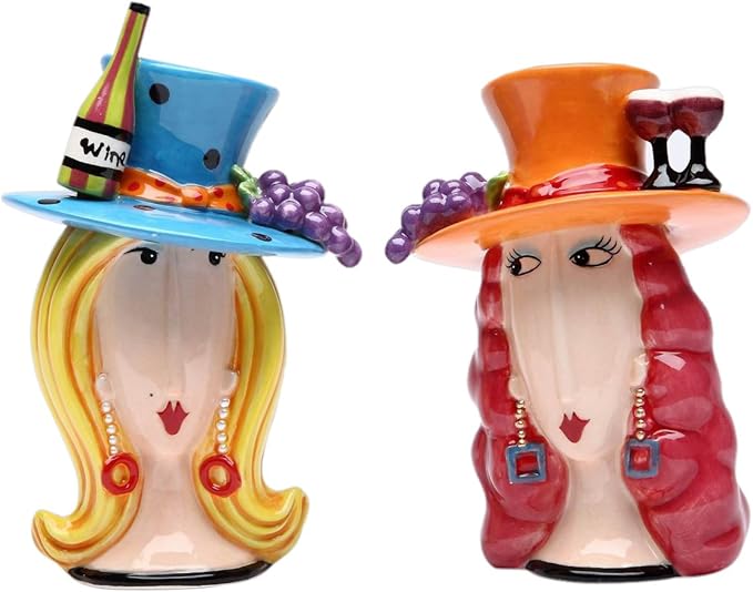 Cosmos Gifts Fine Ceramic Let's Have Some Wine Salt & Pepper Shakers Set 4-1/2" H