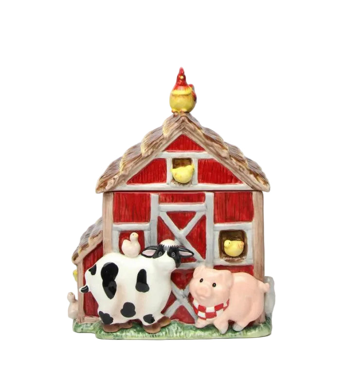 Cosmos Gifts Fine Ceramic Barn Yard Cookie Jar 7-1/2" H