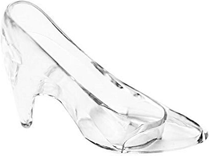 Party Favors Plus Clear Fillable Cinderella Slipper Wedding Favor Holders Plastic 3.5 Inch 24 Count