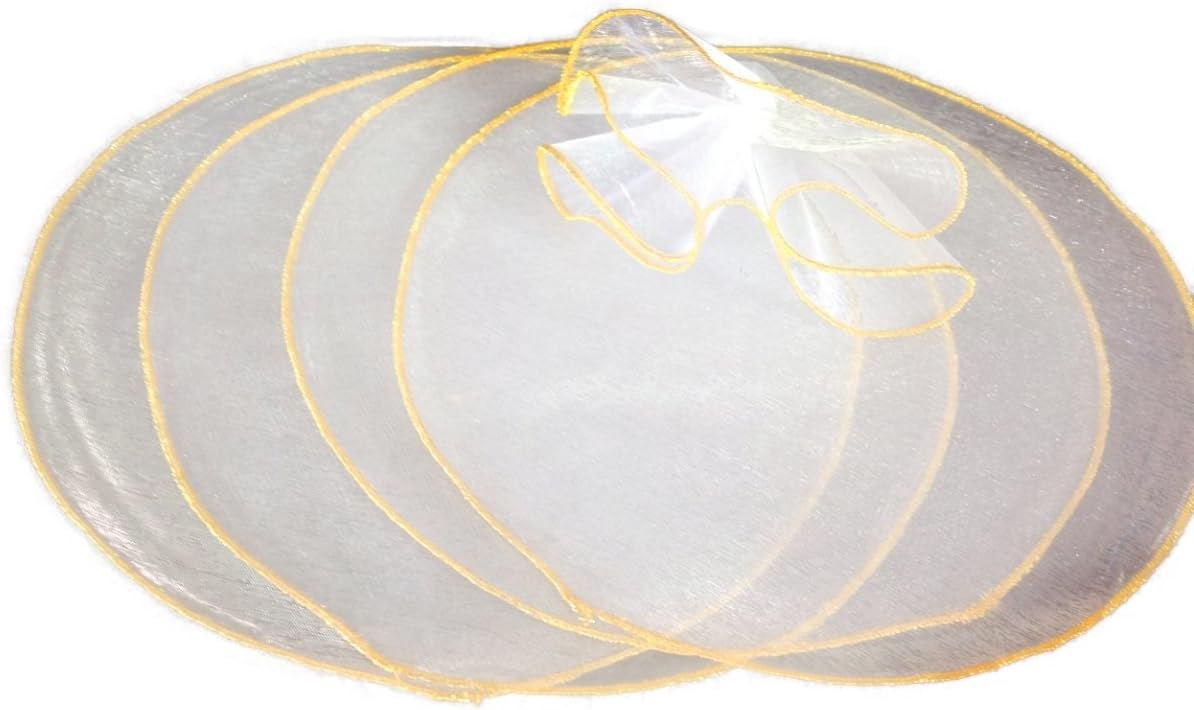 Party Favors Plus Organza Circles Sheer with Gold Edge 9 Inch 50 Count