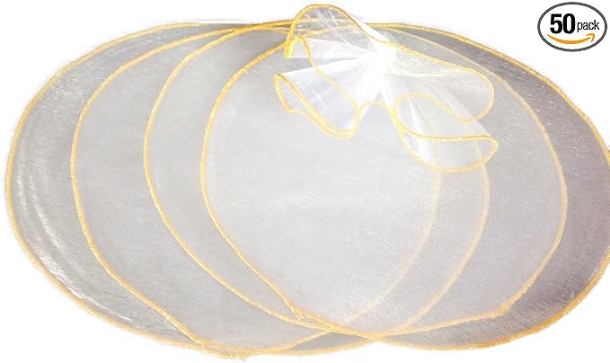 Party Favors Plus Organza Circles Sheer with Gold Edge 9 Inch 50 Count