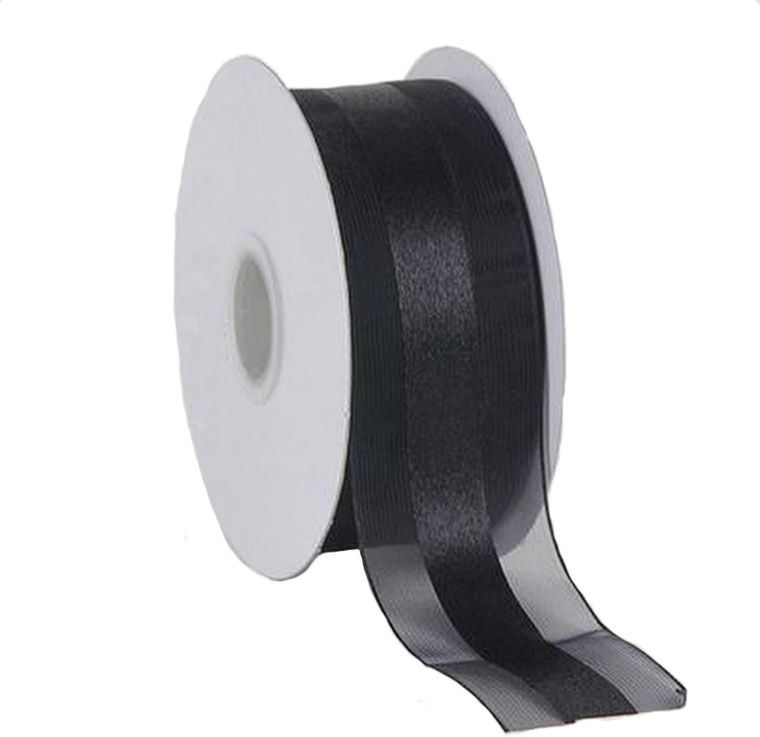 Party Favors Plus Black Organza and Satin Ribbon 1.5in 25 Yards