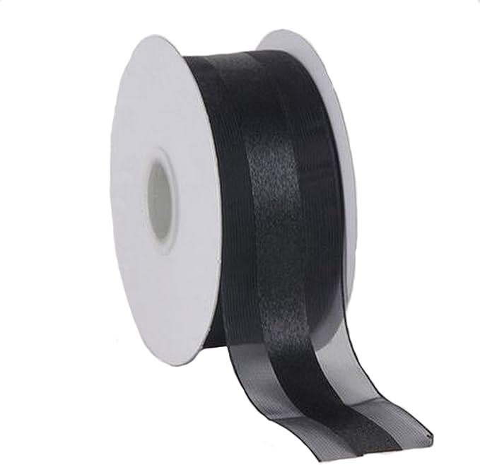 Party Favors Plus Black Organza and Satin Ribbon 1.5in 25 Yards