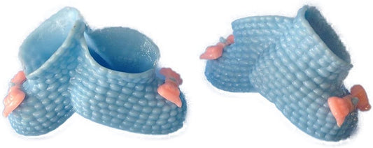Party Favors Plus Blue Plastic Baby Shower Booties with Pink Bow 12 Count