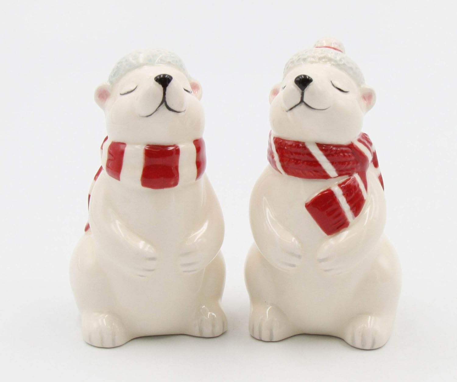 Cosmos Gifts Fine Ceramic Christmas Polar Bear Couple Salt and Pepper Shakers Set of 2 3-5/8" H