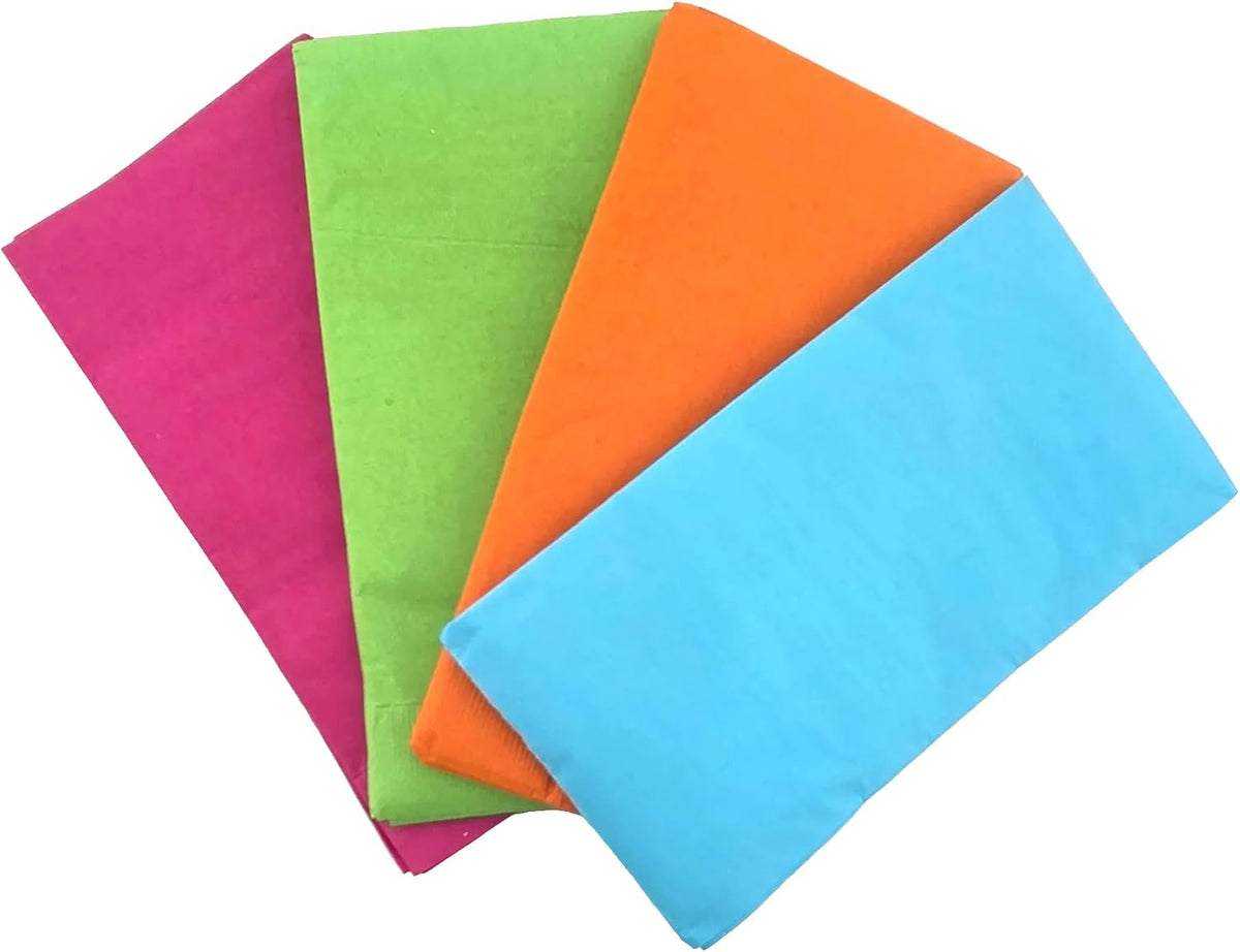 Assorted Neon Brights 2-Ply Paper Dinner Napkins, 24 Pieces