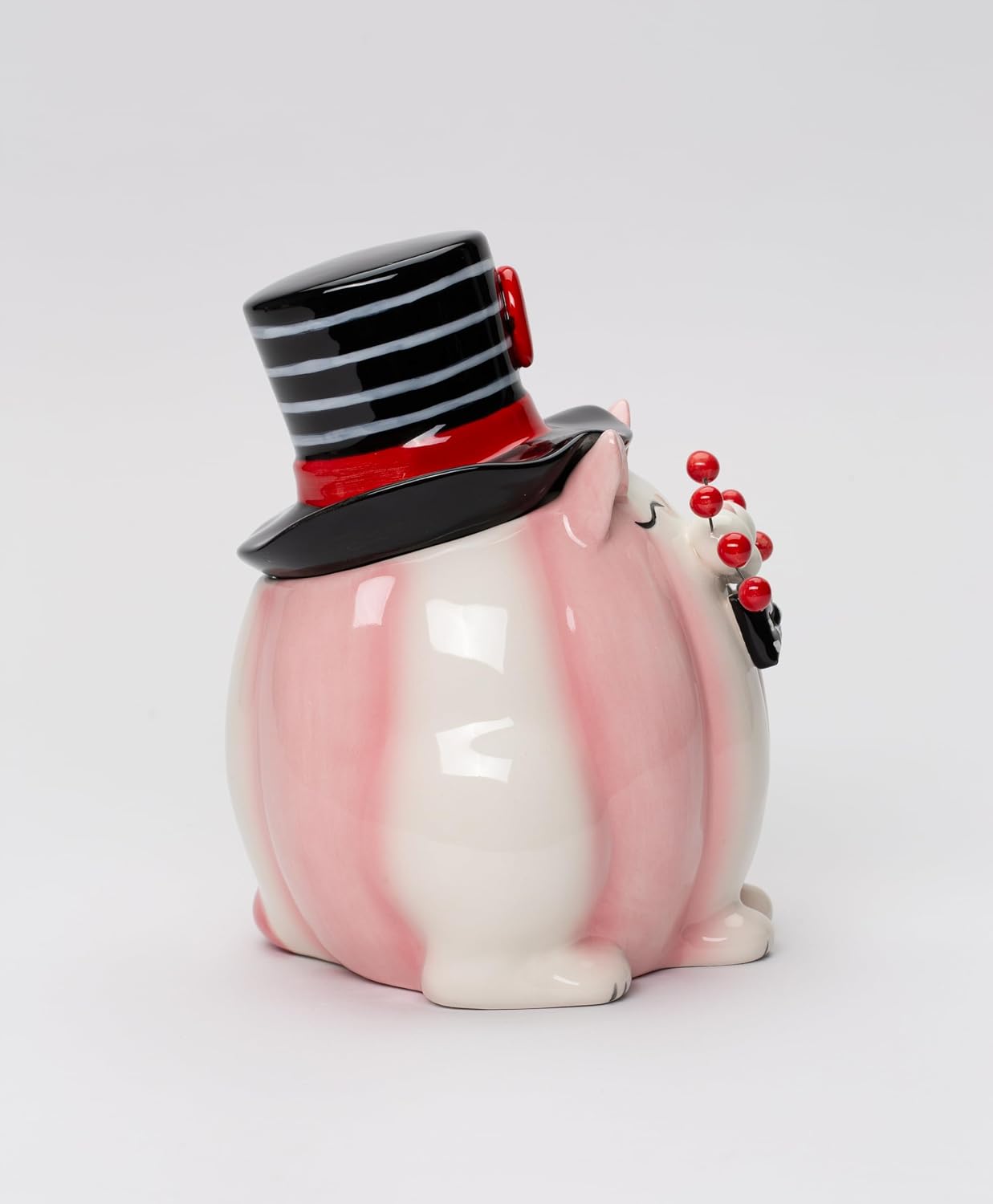 Cosmos Gifts Ceramic Valentine's Whisker Cat Candy Jar 6-1/2" H Pink