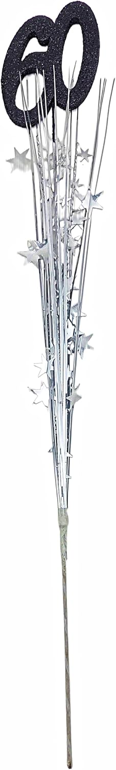 Silver Stars 60th Birthday Spray Decoration, 3 Pieces