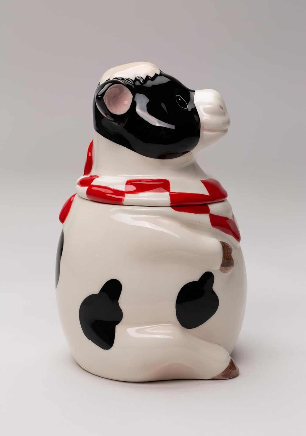Cosmos Gifts Fine Ceramic Barnyard Milk Cow with Red Checkered Bandana Candy Jar 6-3/4" H 61759