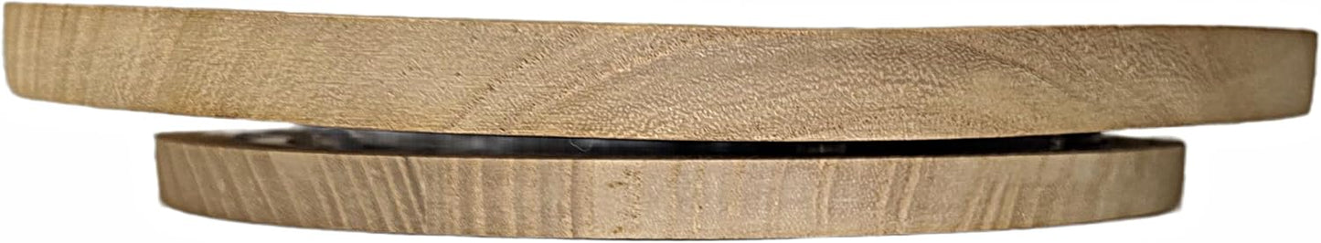 Party Favors Plus Natural Paulownia Wood Round Turntable 3 Piece Set 10.5 In