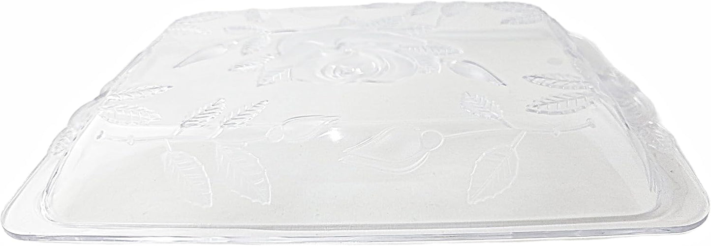 Party Favors Plus Plastic Serving Tray with Rose Embossed Floral Design Clear 8.5x12.75 Inch 3 Count