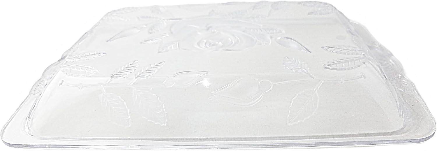 Party Favors Plus Plastic Serving Tray with Rose Embossed Floral Design Clear 8.5x12.75 Inch 3 Count