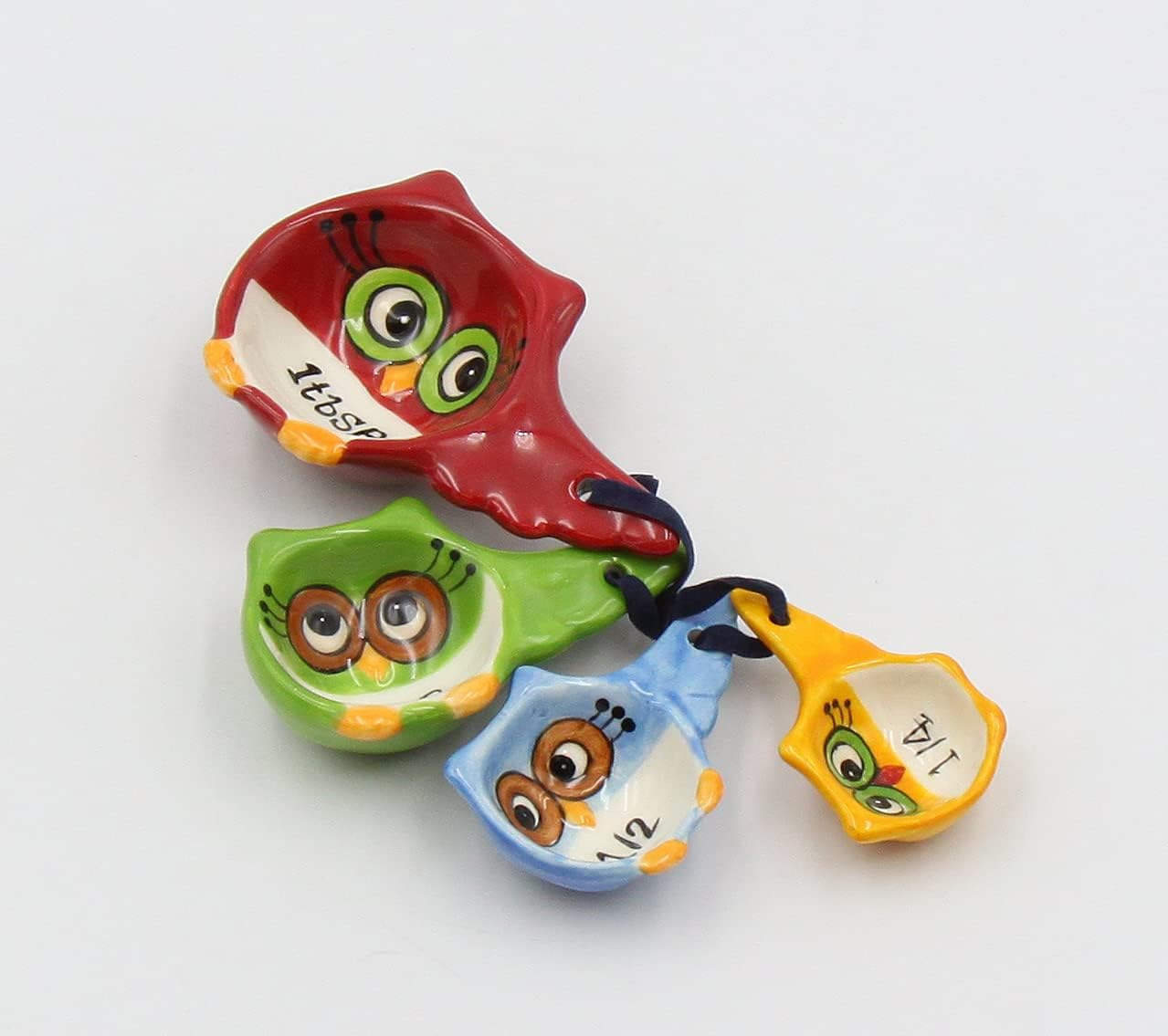 Cosmos Gifts Ceramic Owl Measuring Spoon Set 4-Piece 10910