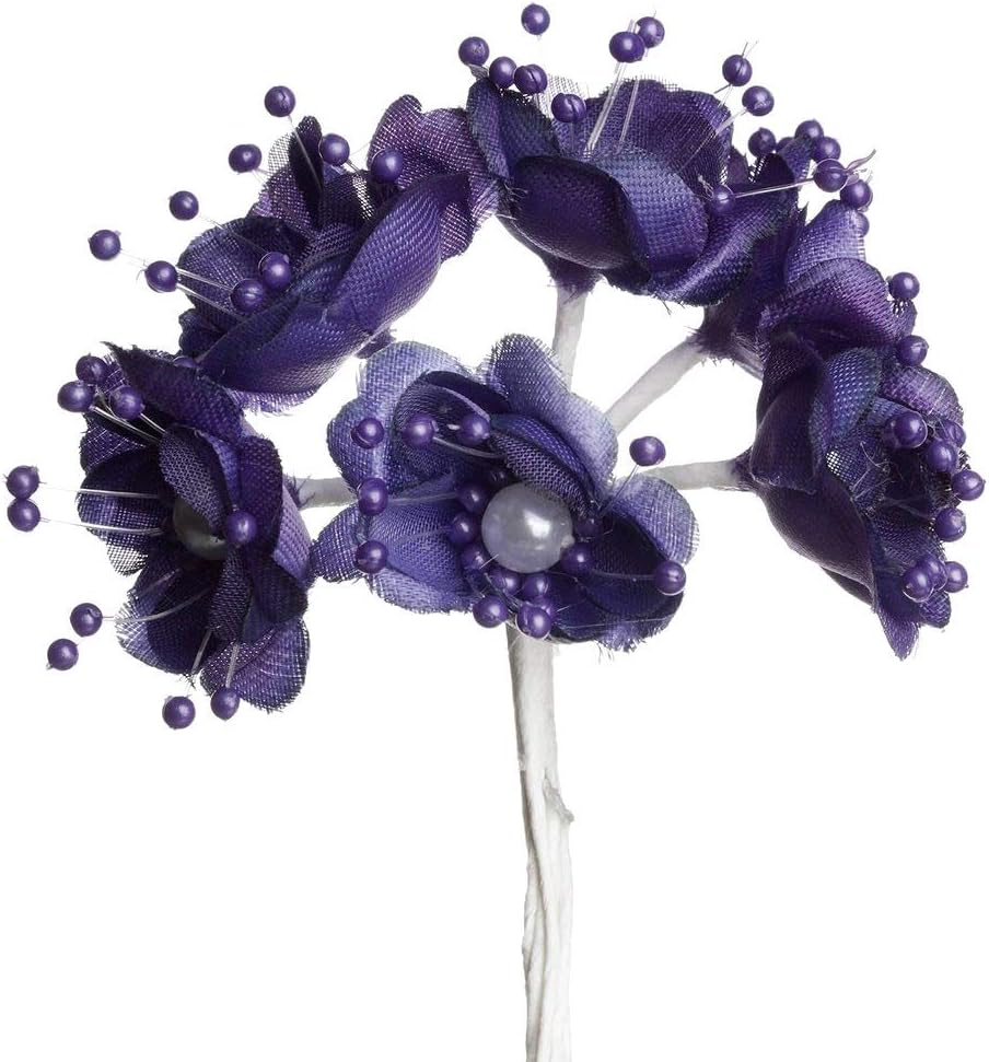 Party Favors Plus Purple Satin Pearl Flowers 72 Count