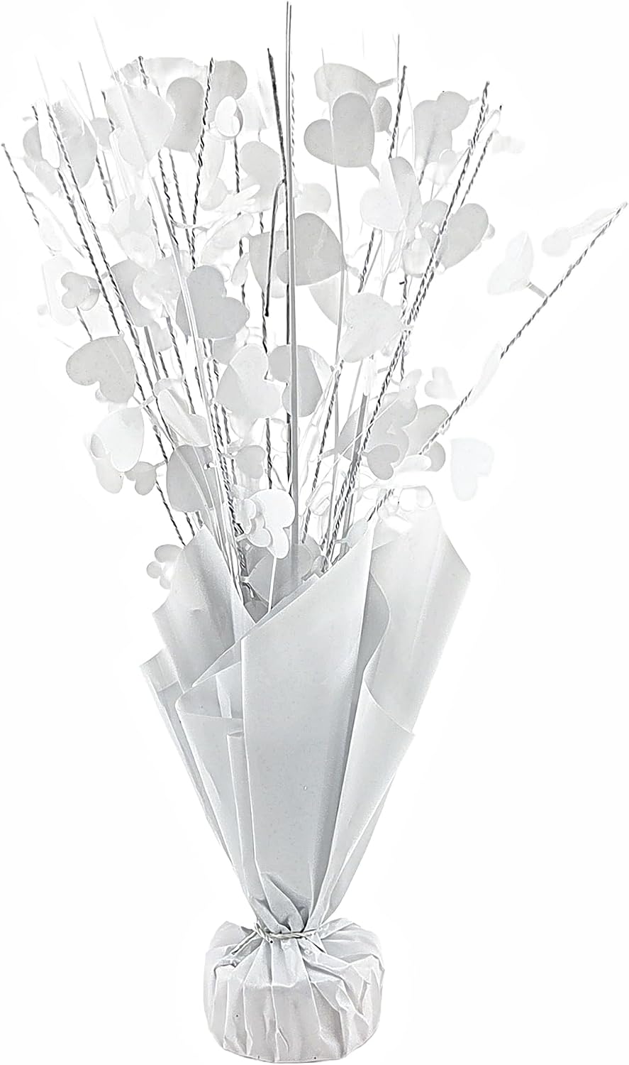 White Hearts Weighted Balloon Centerpiece, 2 Pieces