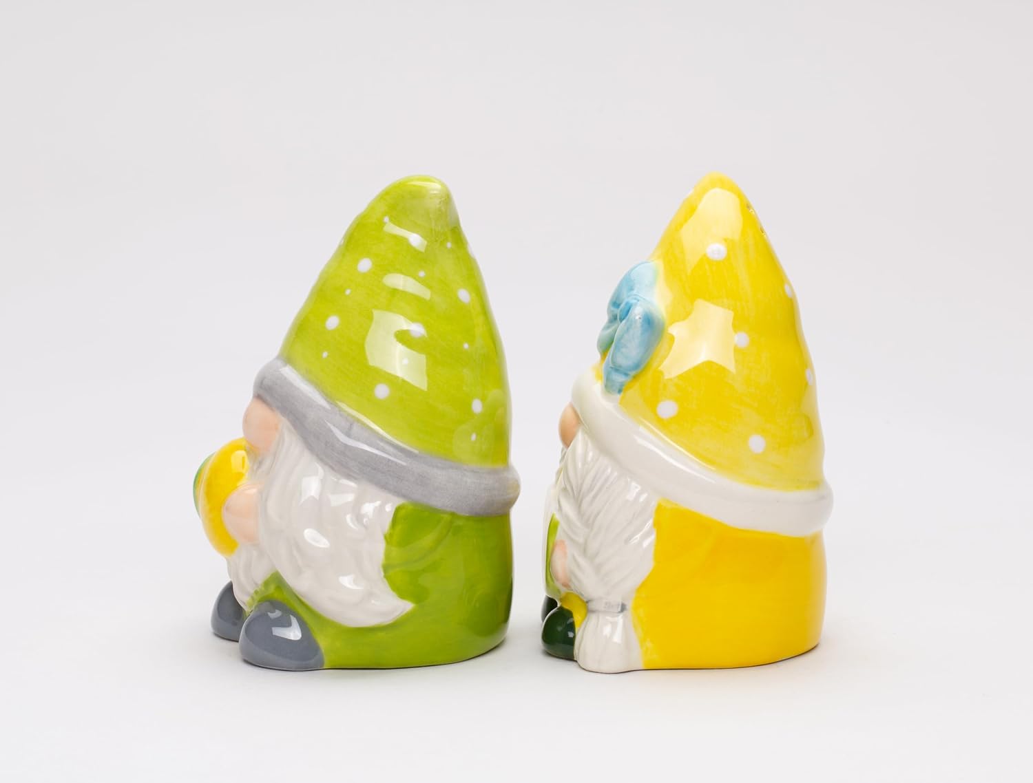 Cosmos Gifts Fine Ceramic Summer Lemon Lime Cool Gnome Couple Salt and Pepper Shakers Set 3-5/8" H Yellow Green