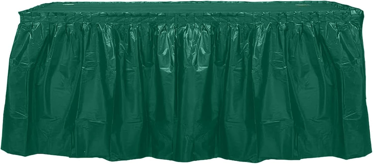Party Favors Plus Hunter Green Plastic Rectangular Tablecloth with Skirt 54 x 108 In
