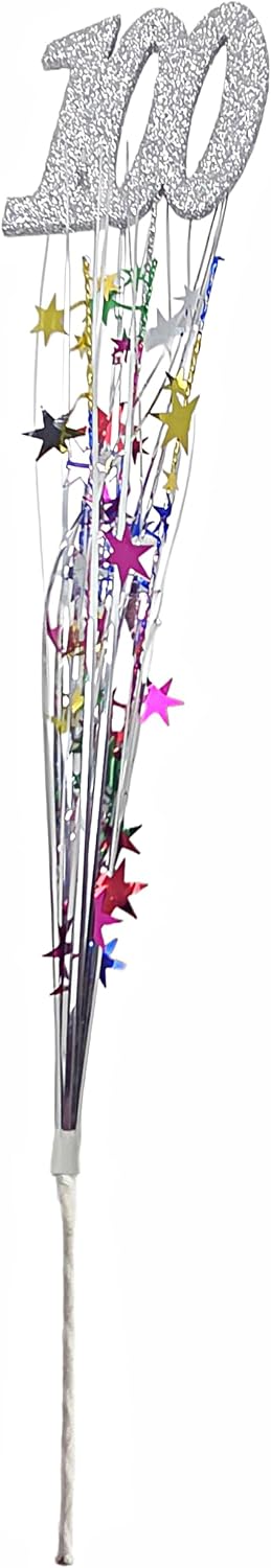 Multicolor Metallic Star 100th Birthday Spray Decorations, 3 Pieces