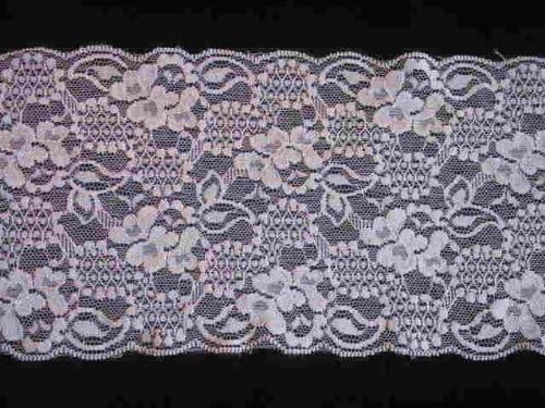 White Double Scalloped Insert Trim Lace Bridal Fabric 5.5in 5 Yards