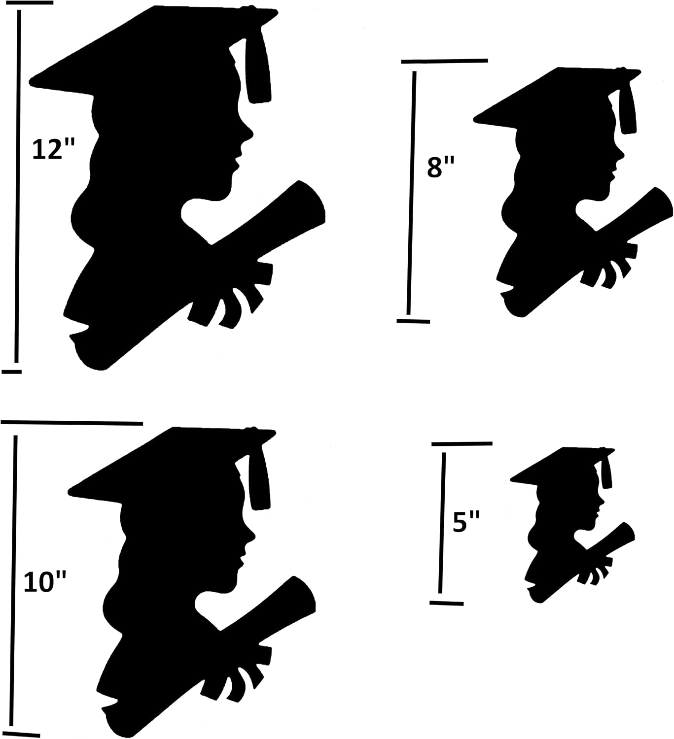 Party Favors Plus Black Girl Graduate Silhouettes Poster Board Cutouts 12 Pieces