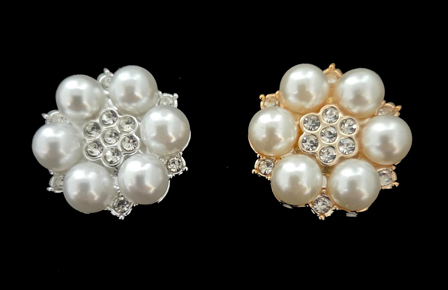 Party Favors Plus Silver Tone Flower Brooch Pin with Faux Pearls and Rhinestones 1 In 25 Pack